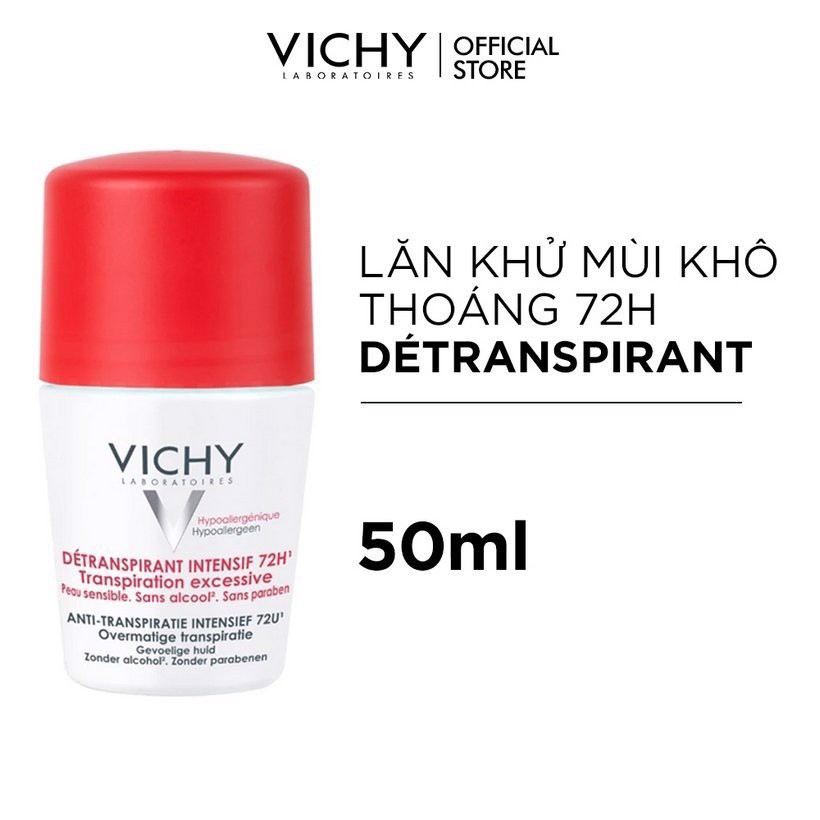 Lăn Khử Mùi Vichy Đỏ, Xanh. Khô Thoáng Diệt Khuẩn dưới cánh tay Detranspirant Intensif 72H #Pvy Beauty