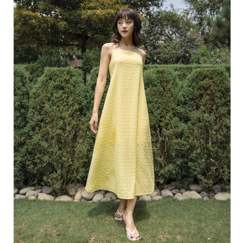 Đầm vàng cột nơ lưng Bridgette Midi dress