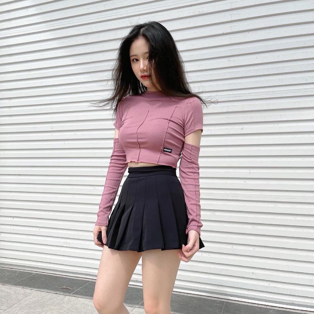 Chân váy nữ trơn Tennis Skirts TOPTIFY xếp ly có lót quần VV01