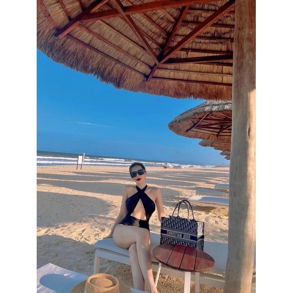 Bikini Đồ Bơi 1 Mảnh Da Beo và Đen Đắp Chéo GK0138 (Ảnh Thật)