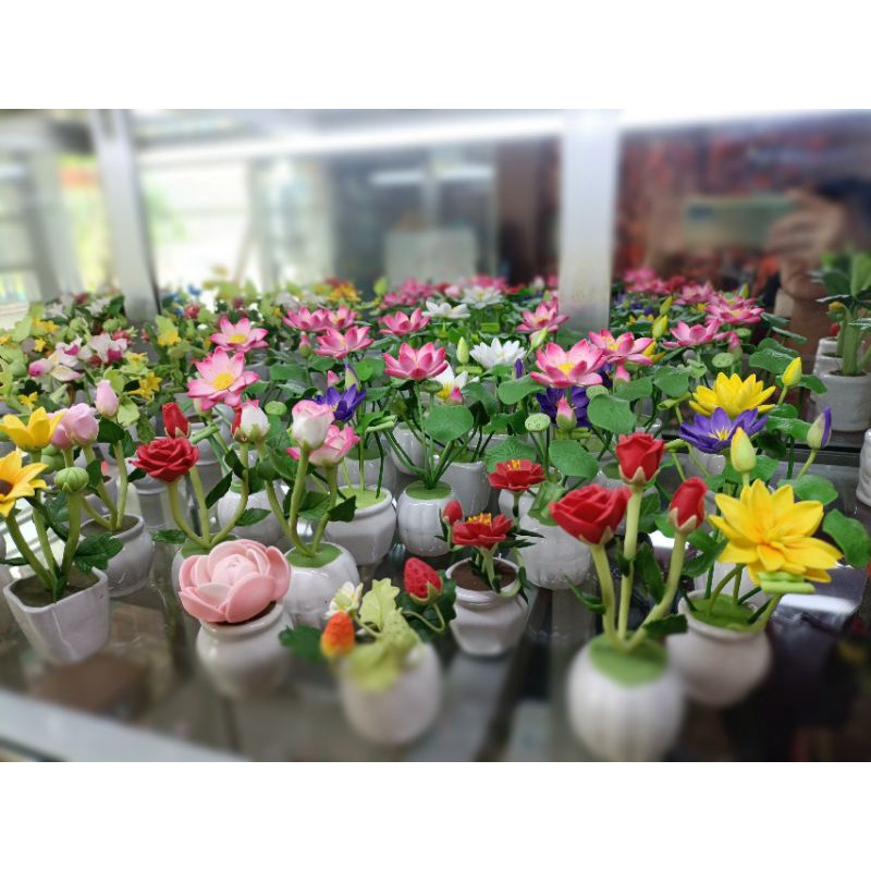 HOA ĐẤT SÉT NHẬT MINI 10-12CM,.
