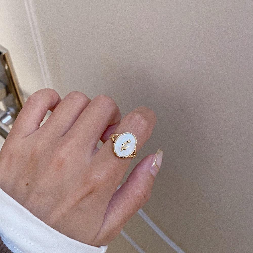 Nhẫn Hở Hình Vỏ Sò Bằng Kim Loại Phong Cách Vintage Đơn Giản Cho Nữ