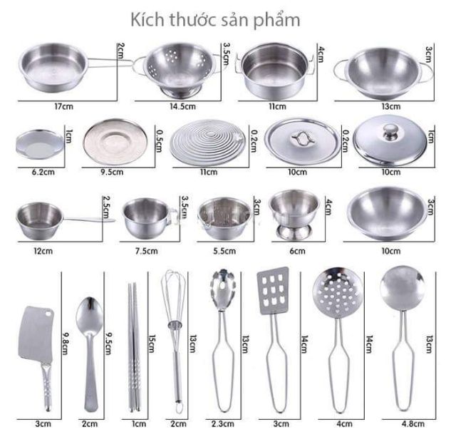 BỘ ĐỒ CHƠI NẤU ĂN INOX 40 CHI TIẾT