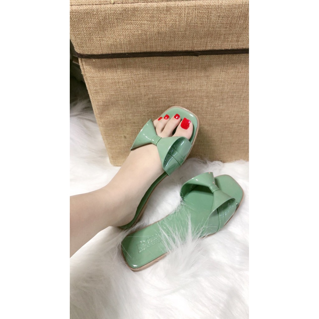 H3Shoes - Dép xẹp quai loa kèn quai ngang đế bằng