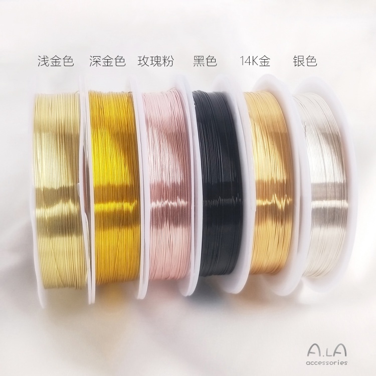 💖Trang sức DIY phụ kiện💖Cuộn Dây Mạ Vàng 14K Dùng Làm Kẹp Tóc DIY Nhiều Màu Sắc【đường kim loại/ Dây mạ vàng】