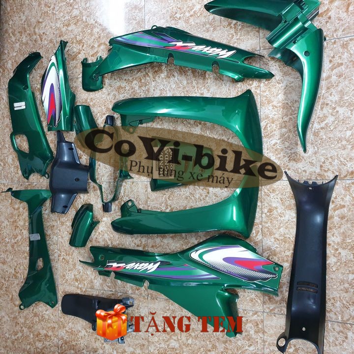 [ẢNH THẬT] Bộ dàn áo màu Xanh Heineken cho xe Wave 110- ZX -anpha cũ (1997 -2006) - Pha đèn trước xe Wave nhỏ - SPB-DGW