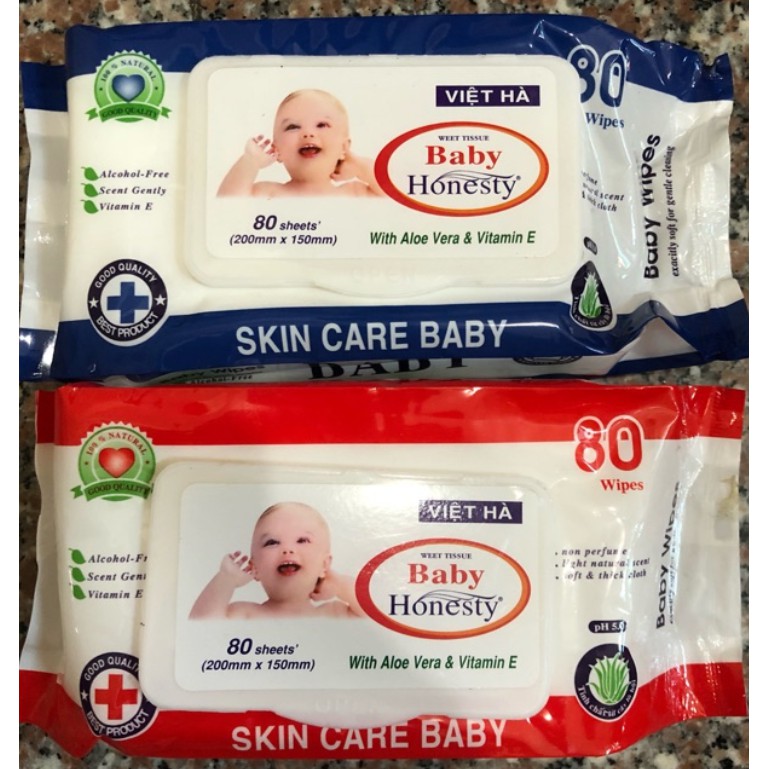 Giấy Ướt Baby Honesty Việt Hà Có Nắp 80 Tờ