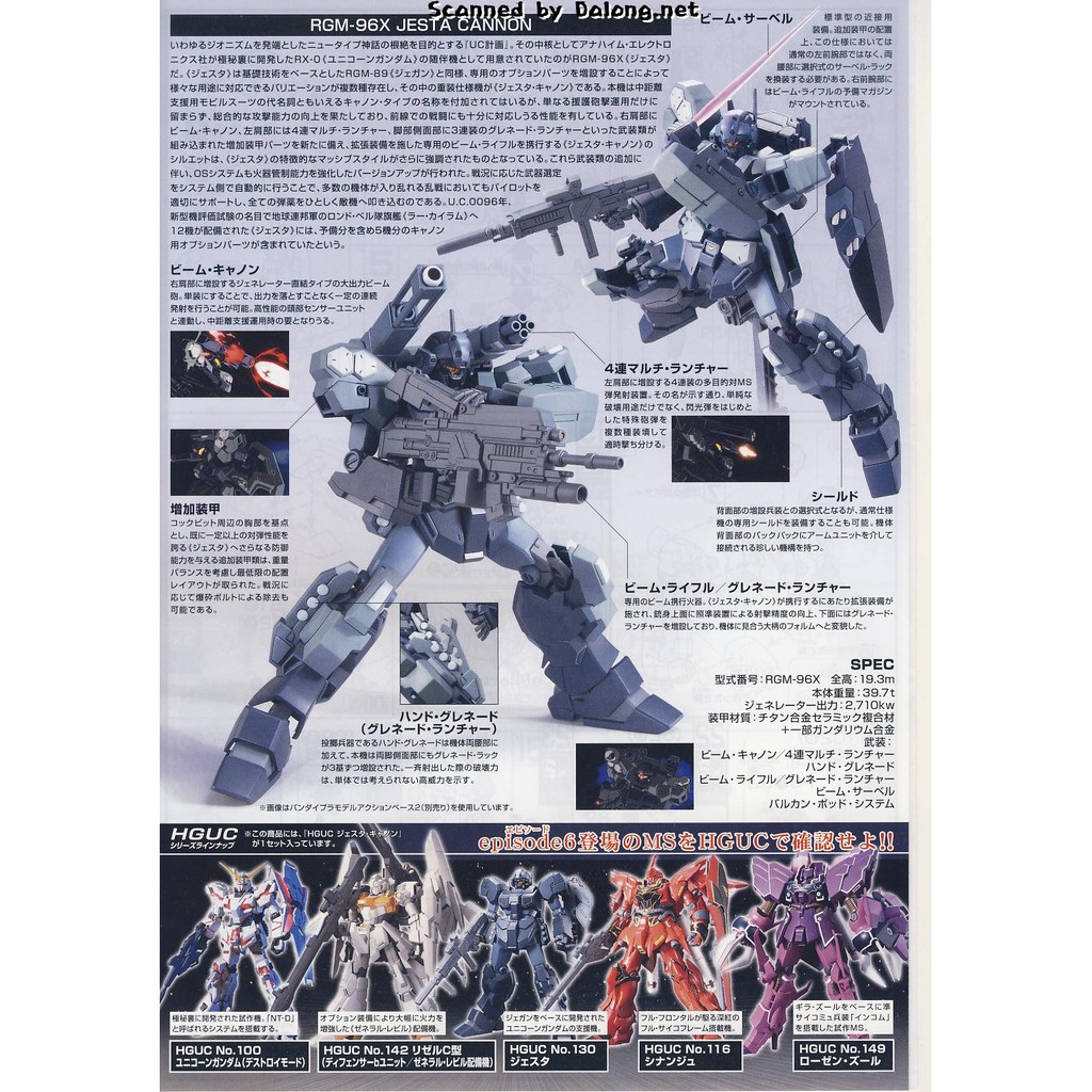 Mô Hình Gundam Bandai HG 152 RGM-96X Jesta Cannon 1/144 MS Gundam UC [GDB] [BHG]