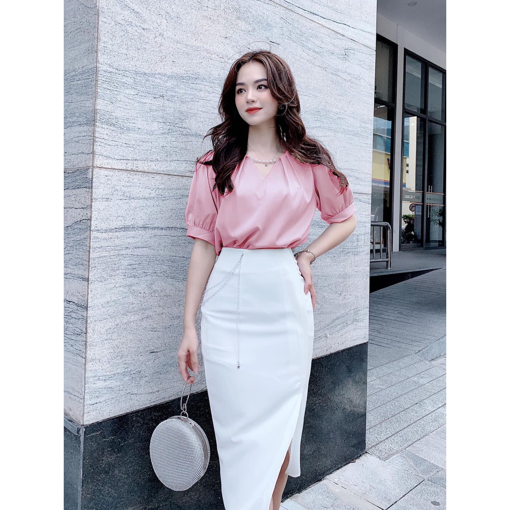 Áo sơ mi công sở ❣️FREESHIP❣️ÁO CỔ V CƯỜM