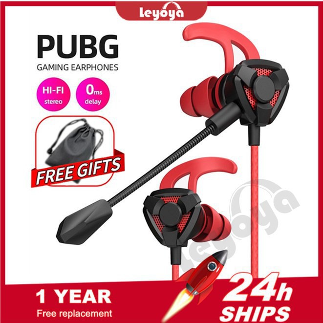 Tai nghe gaming có mic cho điện thoại Leyoya G60 tai nghe chơi game PUBG mobile / FF / ROS / Tốc chiến mic rời 360° earphone BASS hifi thoại / PC tai nghe nhét tai