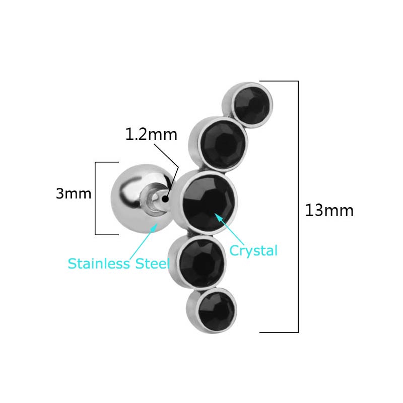 1 Nhẫn Xỏ Sụn Tai Bằng Thép Không Gỉ Đính Đá Pha Lê 16G