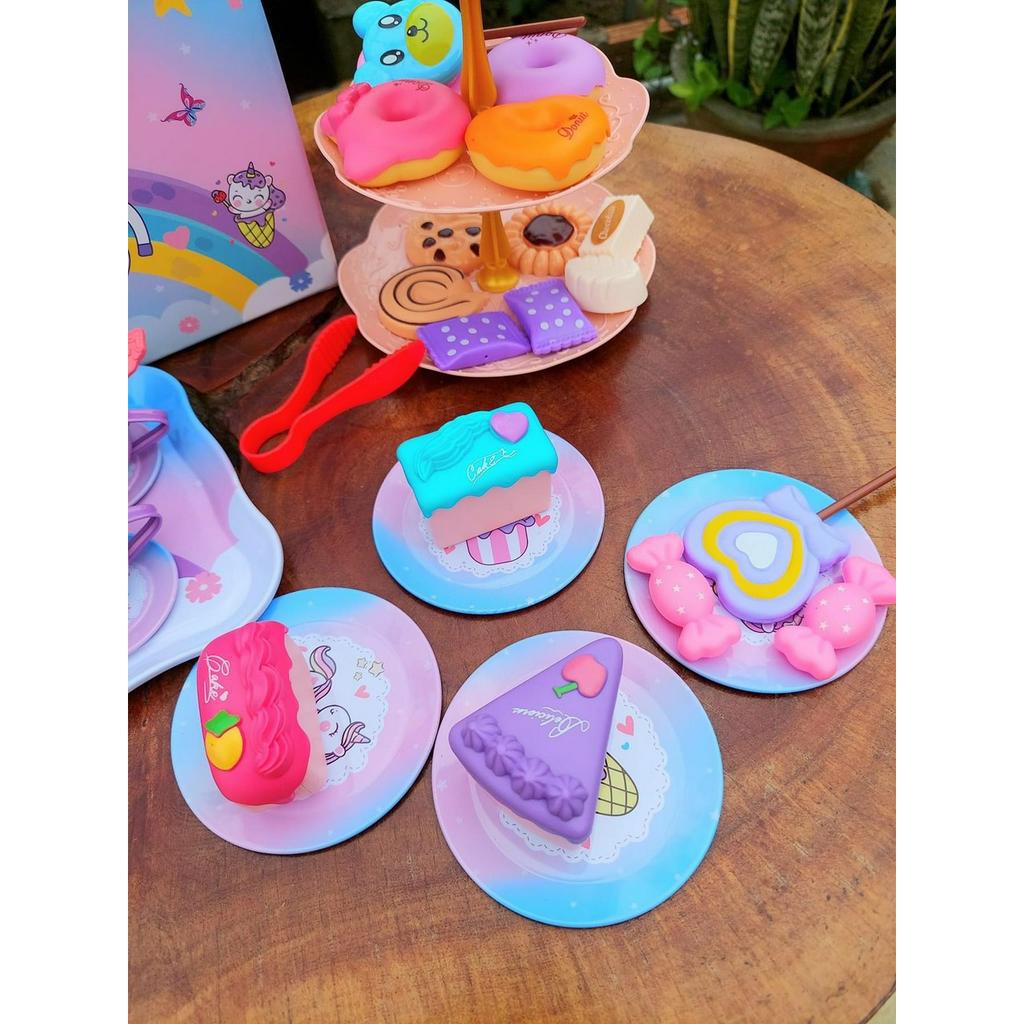 Bộ đồ chơi tiệc trà bánh ngựa Pony 48 chi tiết vali ấm chén chất liệu nhôm cao cấp