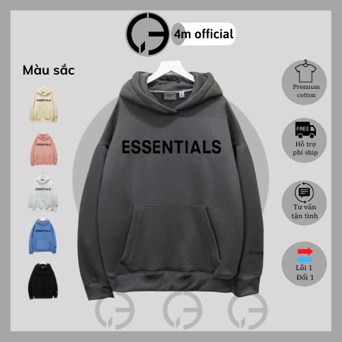 Áo Hoodie Essentials FEAR OF GOD FOG 4m official chất nỉ cao cấp nam nữ form rộng in silicon