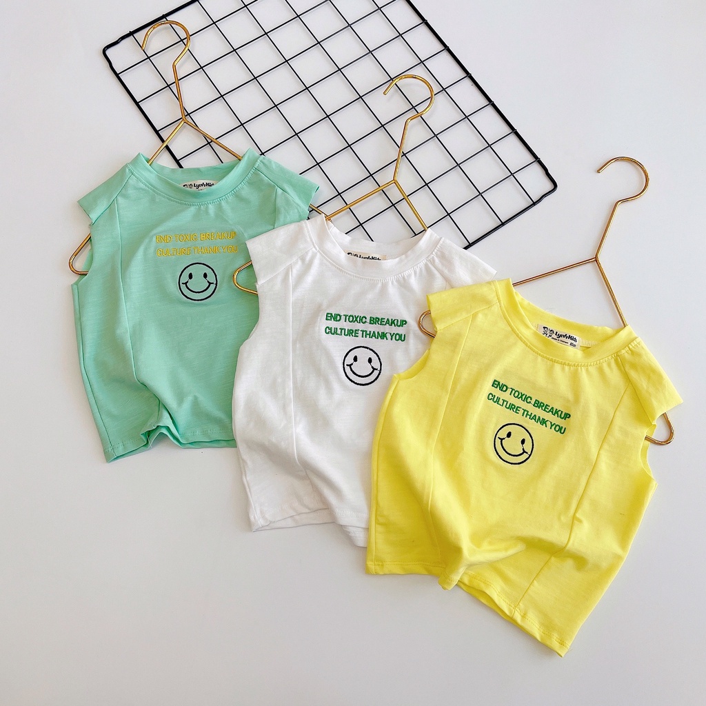 ÁO BA LỖ THÊU MẶT CƯỜI COTTON XƯỚC BÉ TRAI SIÊU MÁT