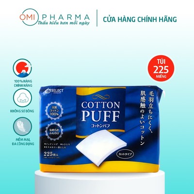 Bông Tẩy Trang S Select 100% Cotton Nhật Bản 225 miếng (Dạng Square)