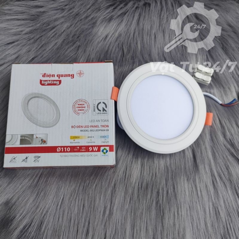 Đèn Led Panel âm trần 9w Điện Quang ĐQ LEDPN04 09 lỗ khoét phi 110 ánh sáng Trắng - Vàng bảo hành 2 năm