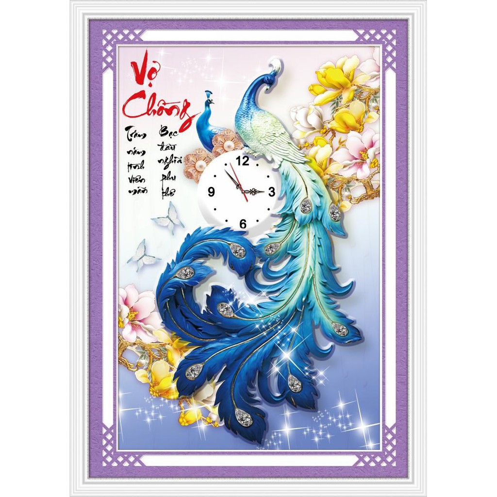 Tranh đính đá Đồng Hồ Vợ Chồng KT:48x65cm