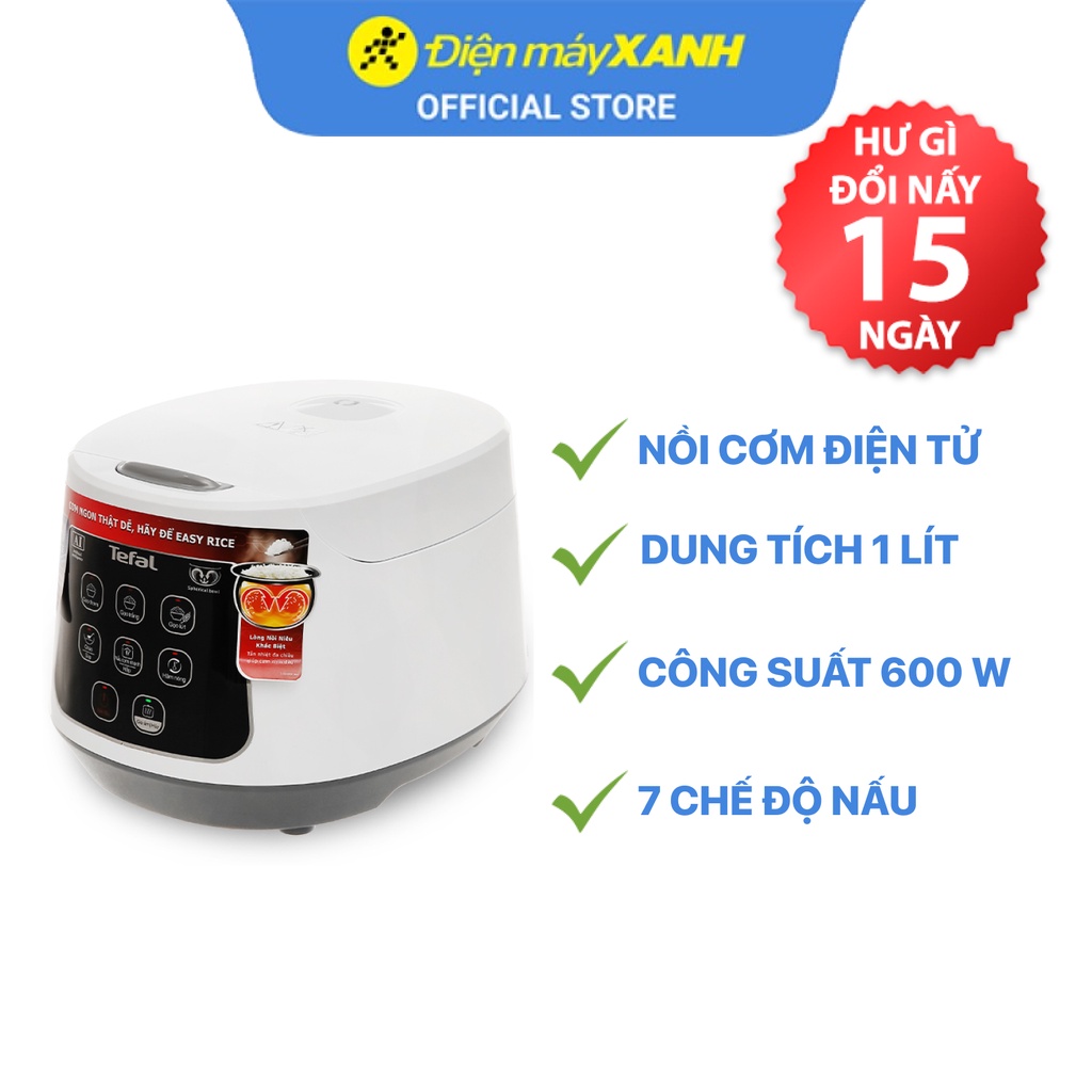 Nồi cơm điện tử Tefal Easy Rice Compact RK730168 1 lít 600 W lòng nồi chống dính - Chính hãng BH 24 tháng