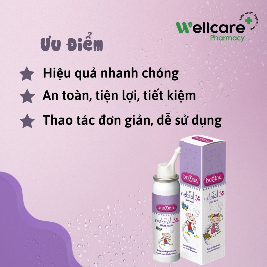 Bình xịt Nebial / Nebianax 3% Spray  - Nước muối ưu trương, rửa mũi an toàn cho trẻ em và người lớn