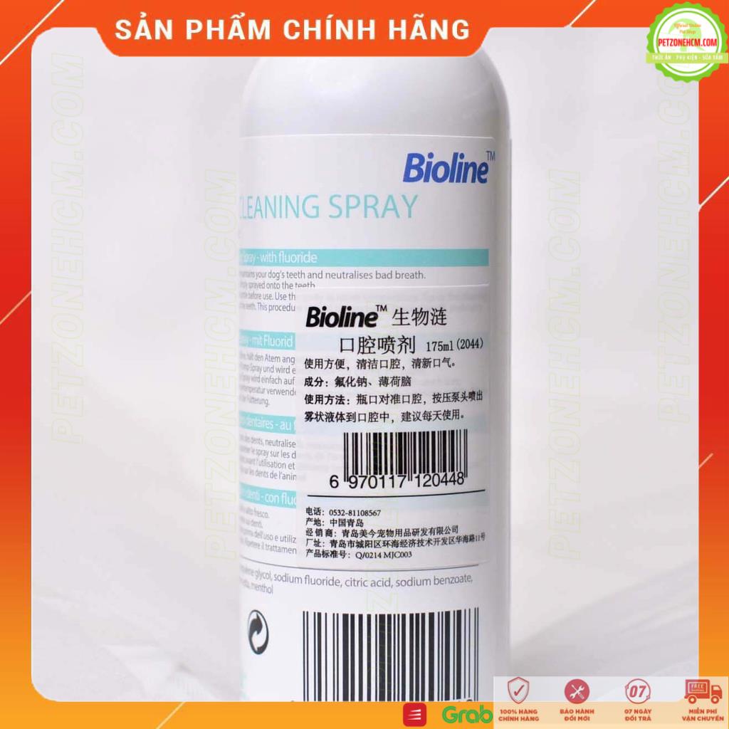 Xịt thơm miệng khử mùi hôi Bioline 175ml ️ FREESHIP ️ chống viêm cho chó mèo Bioline