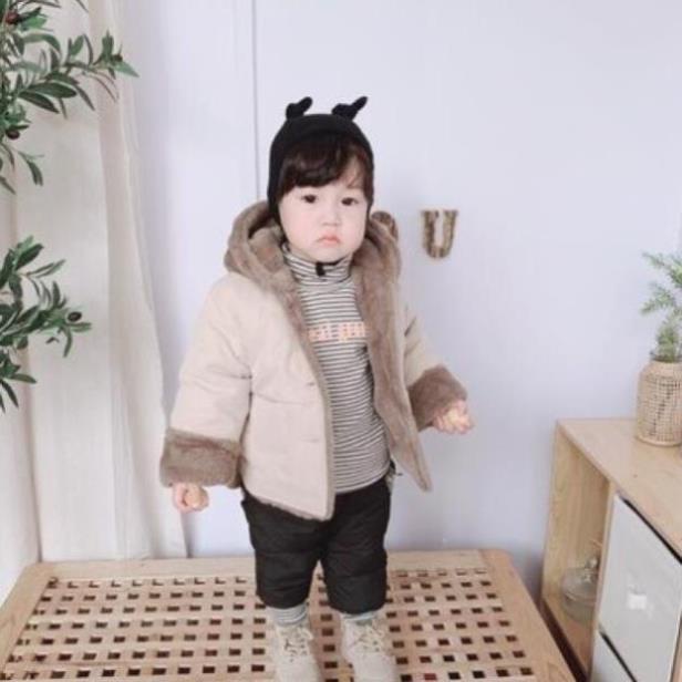 💕 Áo khoác lót lông đuôi tôm tai thỏ cho bé dày ấm , áo khoác cho bé thời trang💕