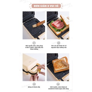 [TẶNG PHÍCH CẮM] [GIẢM 15K] MÁY KẸP SANDWICH BEAR CHÍNH HÃNG, LÀM BÁNH WAFFLE, NƯỚNG BÁNH MÌ CASIMI DECOR