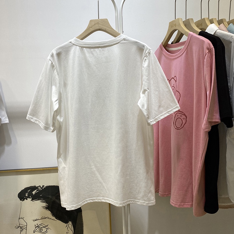 NRVP Mới Áo Thun Cotton Tay Ngắn Cổ Tròn Thời Trang Mùa Hè Phong Cách Hàn Quốc Cho Nữ