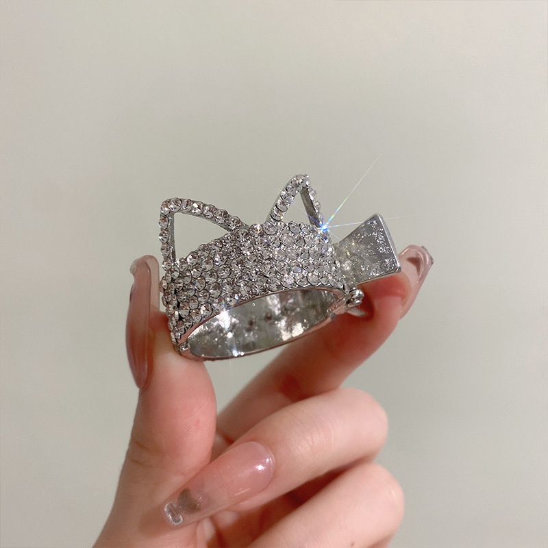 Kẹp Tóc Càng Cua Cố Định Hình Tai Mèo Đính Đá Lấp Lánh Dễ Thương