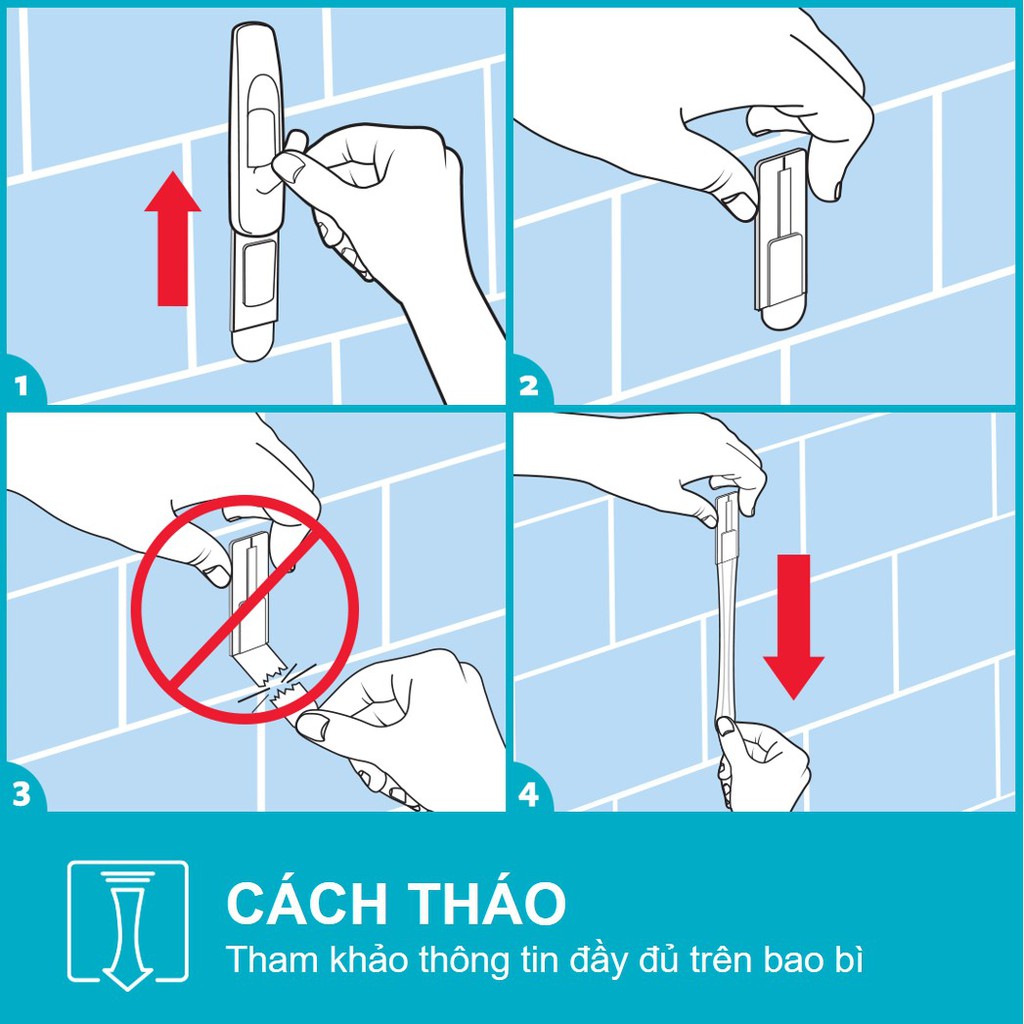 Móc dán tường chống thấm nước Command 3M vỉ 2 cái cỡ vừa chịu lực 1.3kg - 17001B