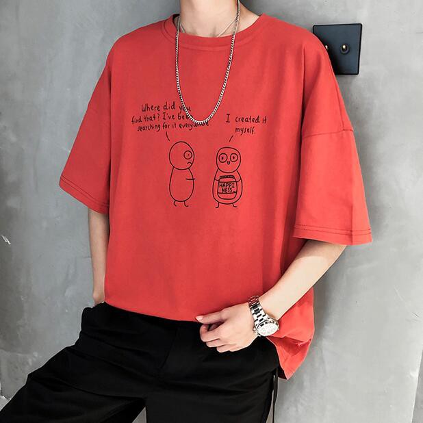 áo nam Tay Ngắn In Hình Hoạt Hình Trẻ Trung