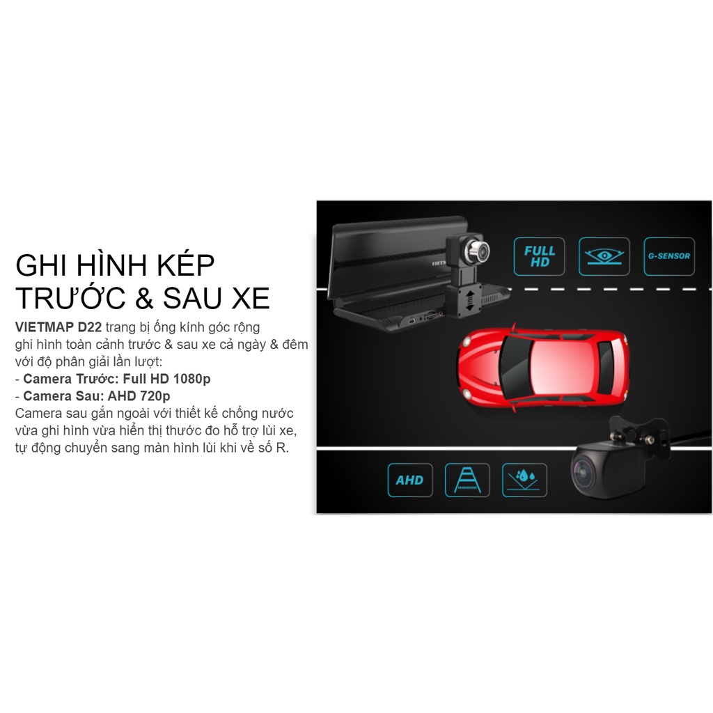 Camera Hành Trình Vietmap D22 - Dẫn Đường S1- Điều Khiển Giọng Nói - Giám Sát Xe Từ Xa - ADAS - Ghi Hình Kép | BigBuy360 - bigbuy360.vn