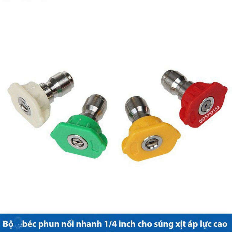 BỘ 4 ĐẦU GẮN SÚNG XỊT RỬA XE ÁP LỰC CAO ÁP  ¼  INCH