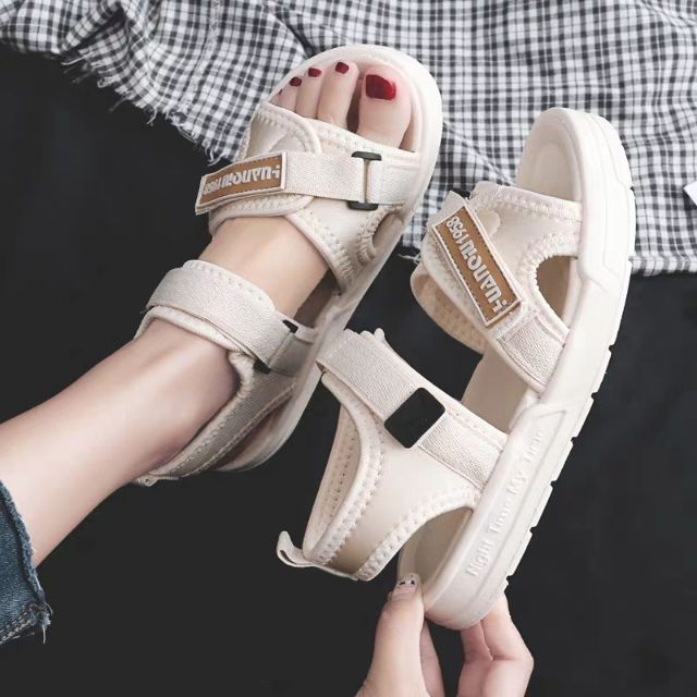 Sandal Nữ Quai Dán Đế Mặt Gấu