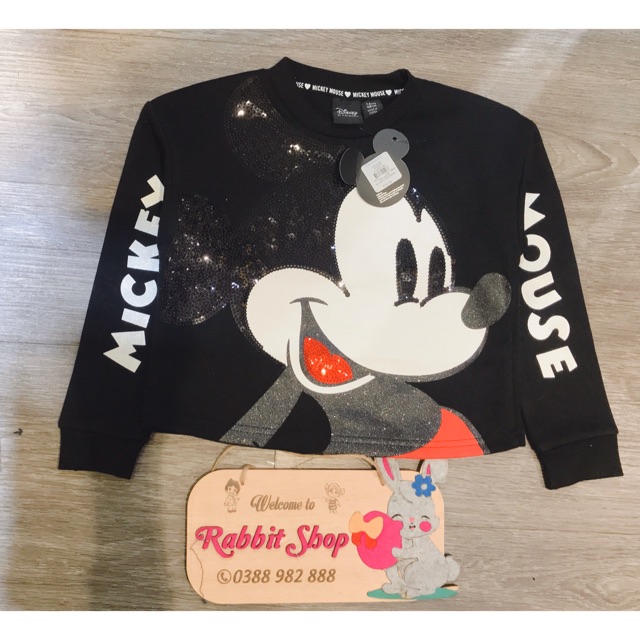 Áo nỉ đen Mickey Mouse lấp lánh