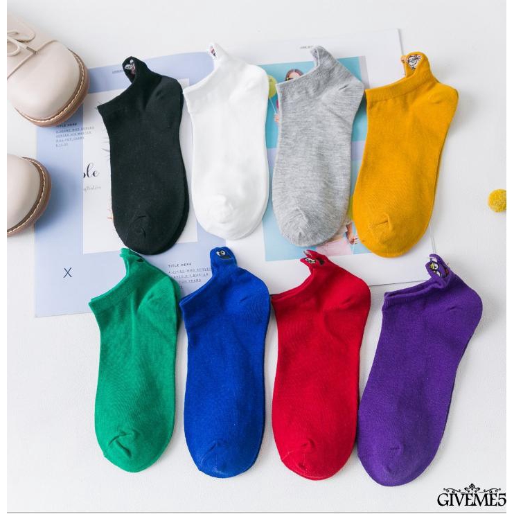 Vớ thêu hình mặt cười đáng yêu phong cách Hàn Quốc