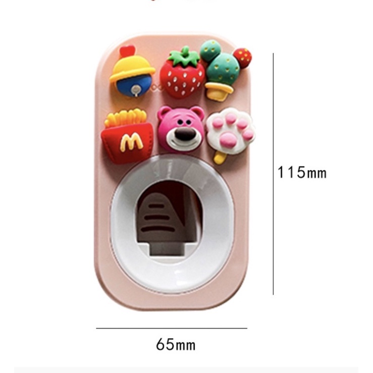 Bộ cốc treo bàn chải và dụng cụ nhả kem đánh răng tự động gắn tường hoạt hình cho trẻ em