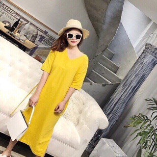 Đầm maxi cổ tim form suông