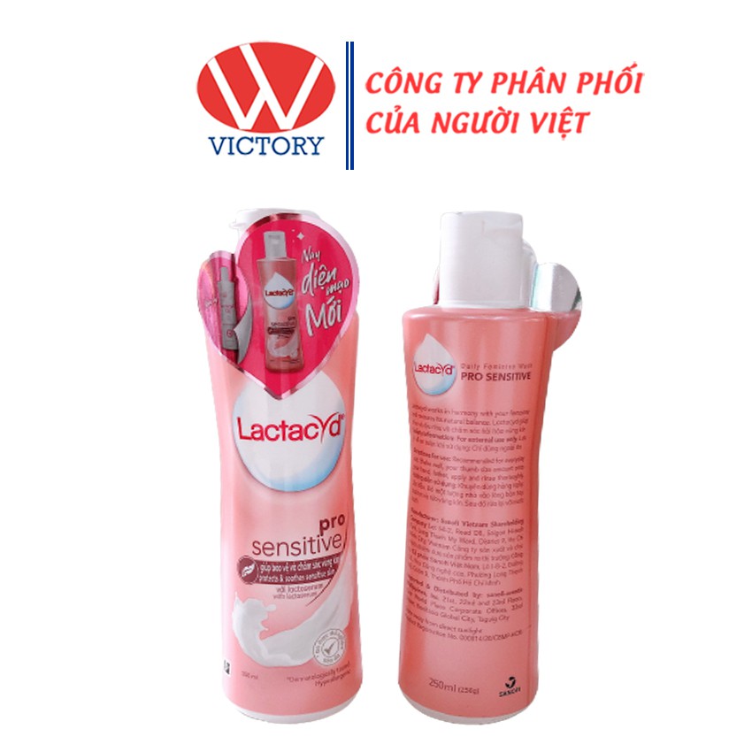 [Diện mạo mới ]Dung Dịch Vệ Sinh Lactacyd FH -  Lactacyd pro - Bảo Vệ và chăm sóc vùng kín - Chai 250ml -Victory Pharmac