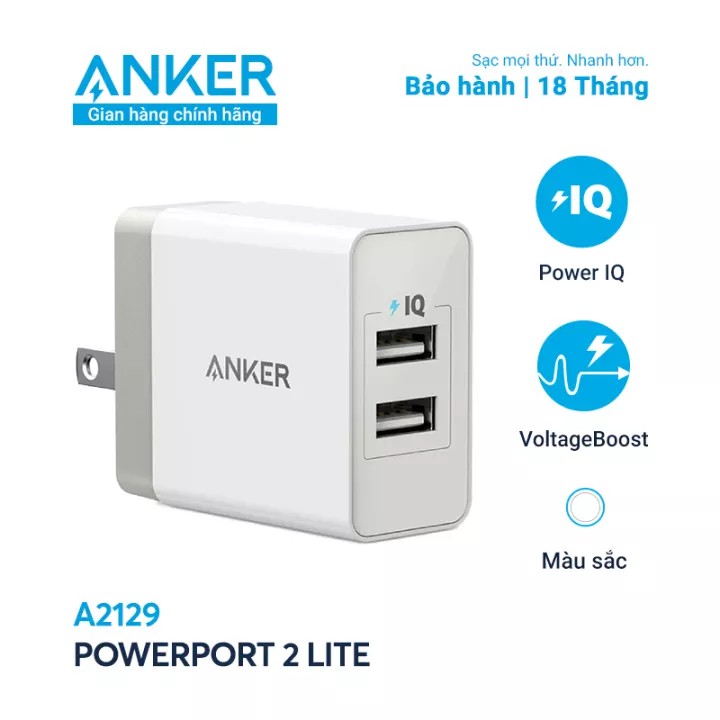 Sạc ANKER PowerPort 2 Lite - 12w - A2129