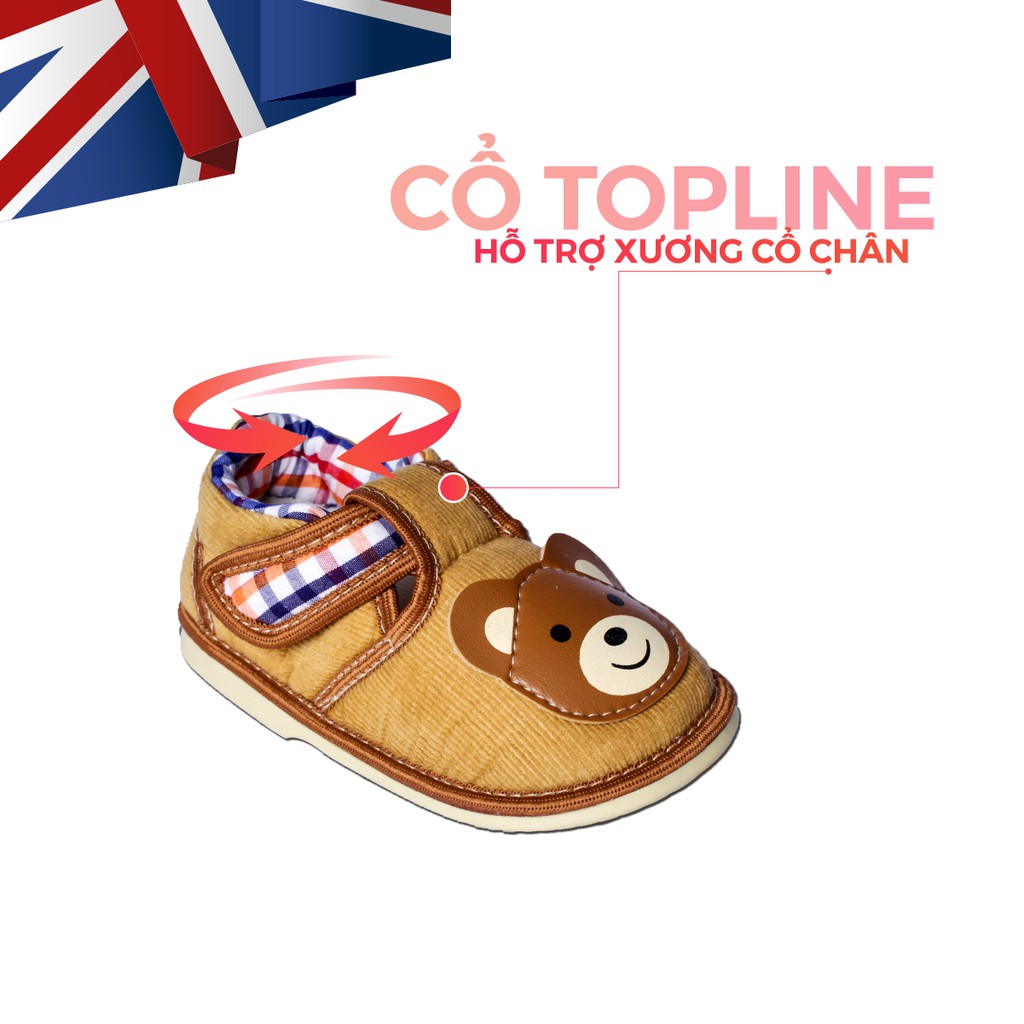 Giày Vải Tập Đi Cho Bé Trai Bé Gái Đẹp CrownUK Royale Baby Walking Shoes Trẻ em Cao Cấp 022_213 Nhẹ Êm Size 3-6/1-3 tuổi