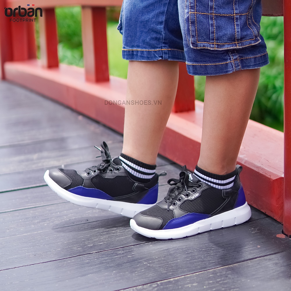 Giày thể thao cao cấp bé trai urban TB1965 đen xanh