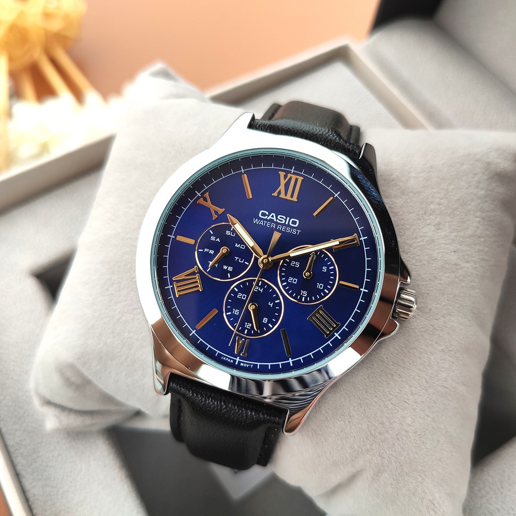 Đồng hồ nam Casio MTP-V300D-2A 💖𝐅𝐑𝐄𝐄𝐒𝐇𝐈𝐏💖 Đồng hồ CASIO MTP-V300D-2AUDF Chính hãng mặt xanh dây thép