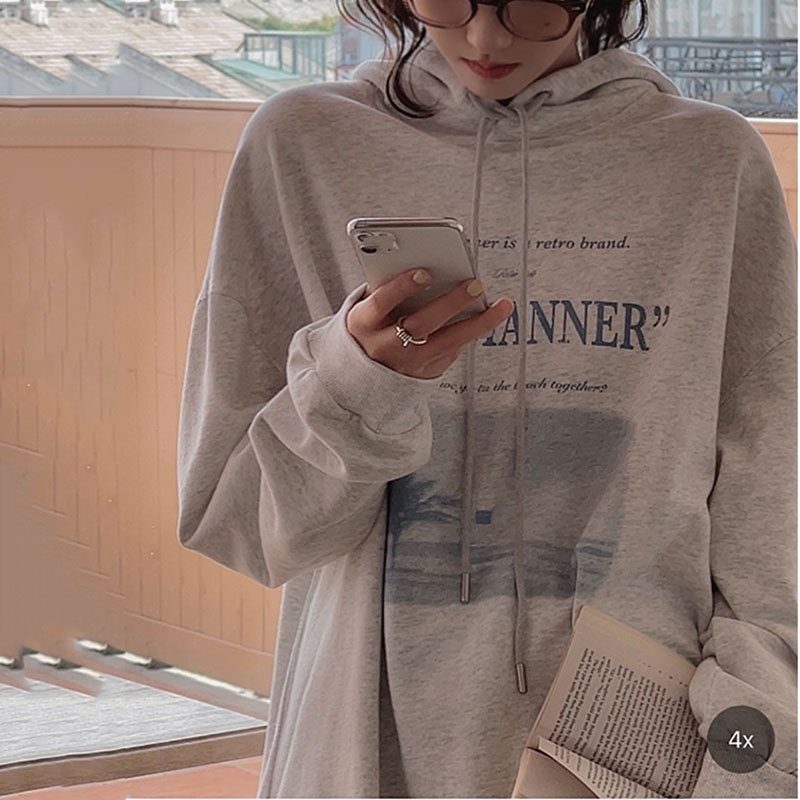 Áo hoodie IELGY in chữ phong cách retro thời trang dành cho nữ