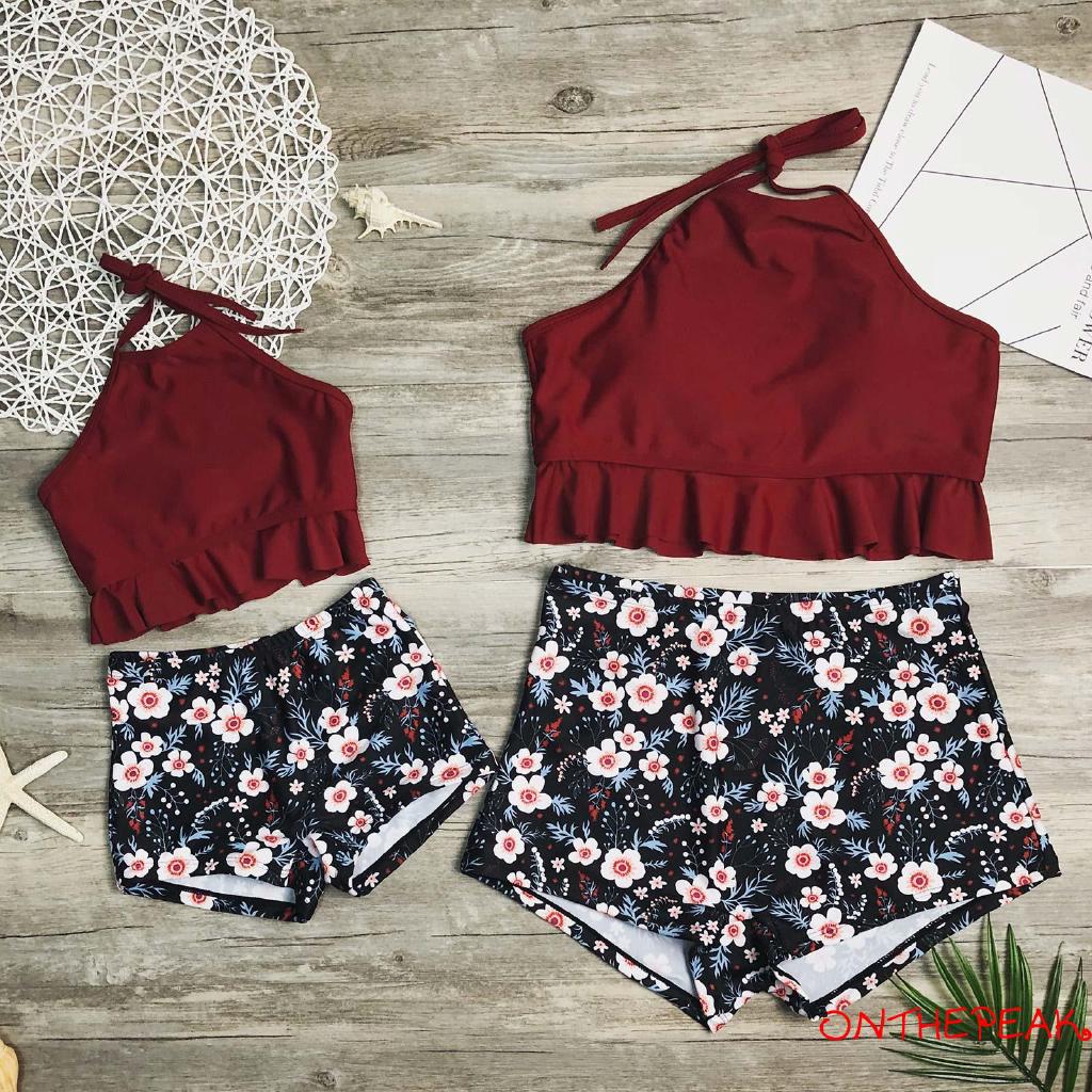 Set bikini hoa xinh xắn dành cho mẹ và bé