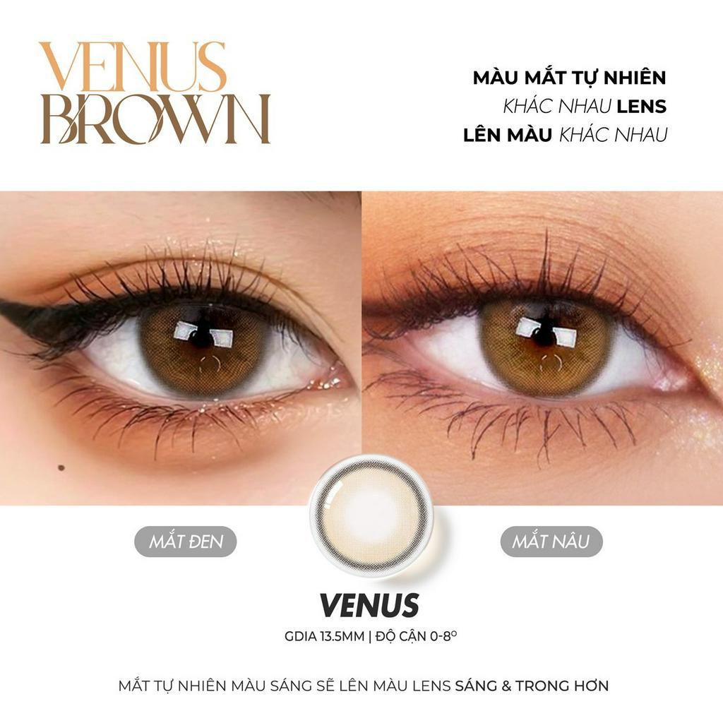 Lens nâu tây có độ cận 0-6 Venus hiệu Angel Eyes chất liệu Silicone Hydrogel đường kính áp tròng 14.0mm