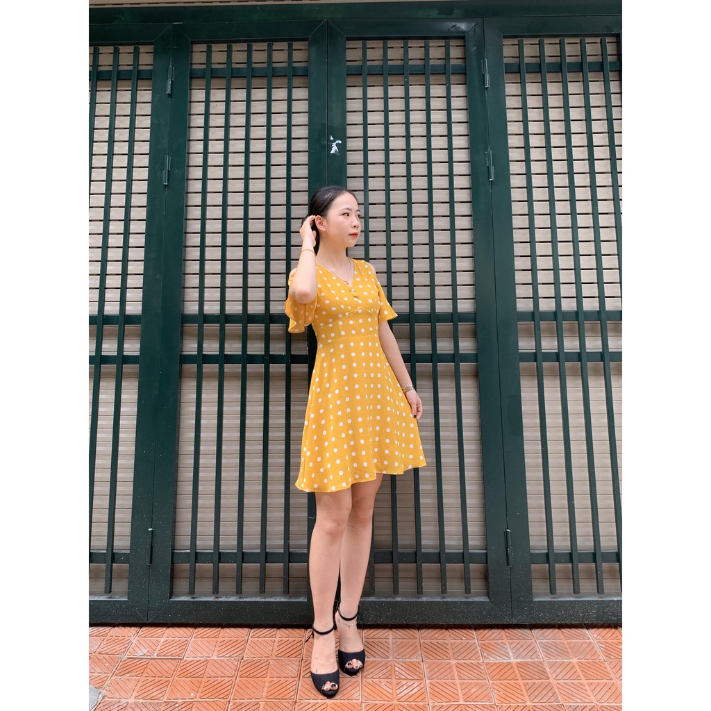 Đầm xòe chấm bi hở vai SEFA MKFD192124