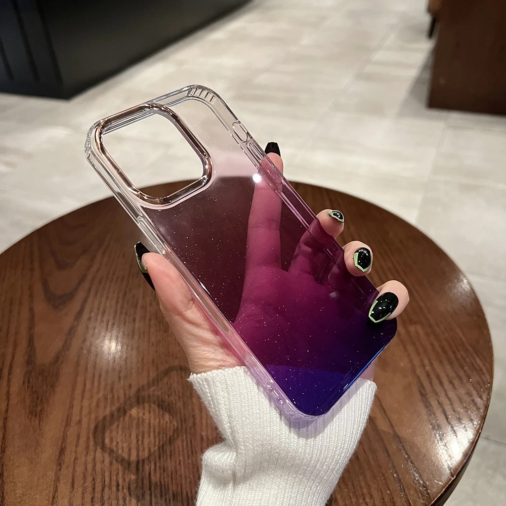 Ốp Điện Thoại TPU Trong Suốt Màu Gradient Lấp Lánh Chống Rơi Cho for Iphone14 pro max 13 12 11 Pro Max