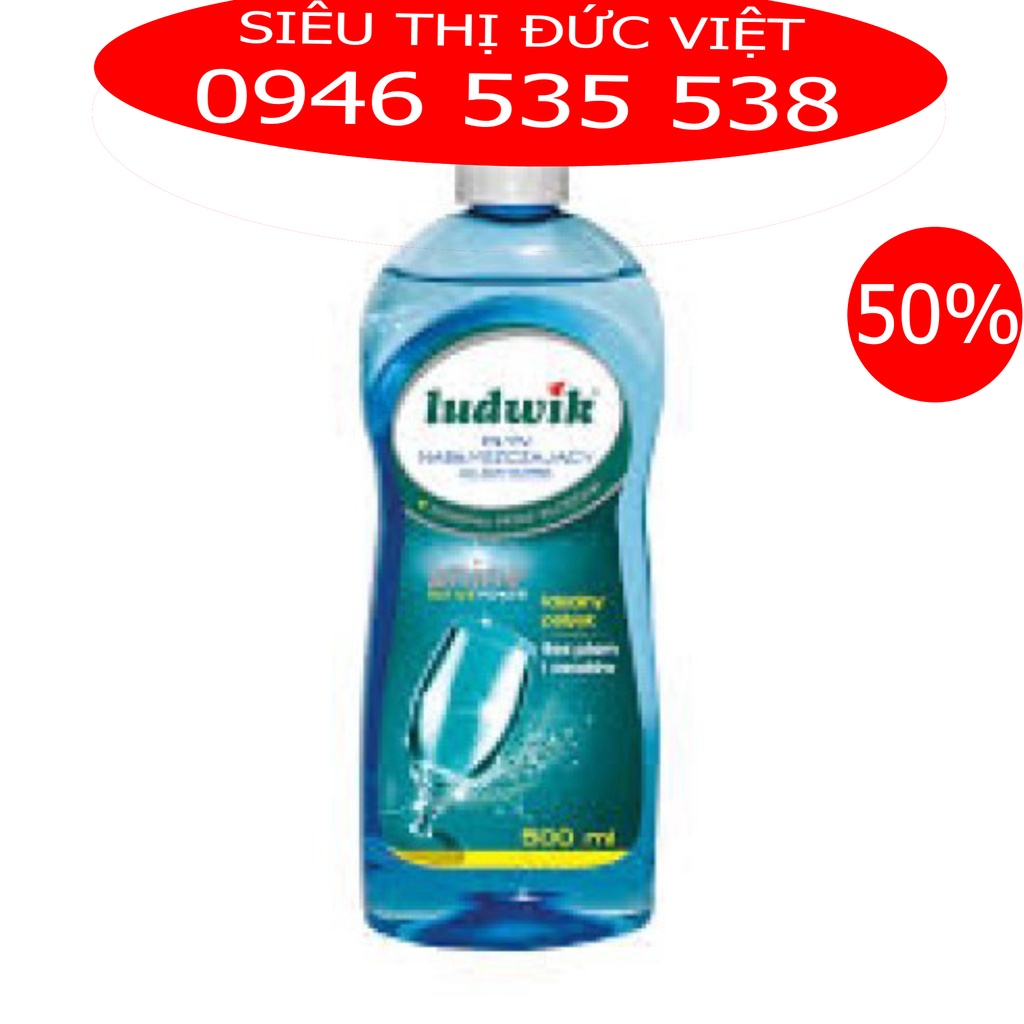 Nước làm bóng Ludwik 500ml - dung dịch dầu làm bóng bát chén ly dùng cho máy rửa bát