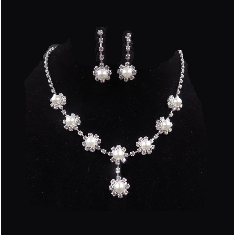Mới Bộ Vòng cổ Mặt Hoa Đính Kim Cương Giả Sang Trọng Cho Nữ