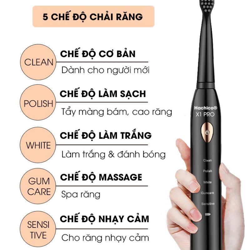 Bàn chải điện đánh răng tự động 5 chế độ bản cao cấp